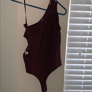 Maroon unitard top